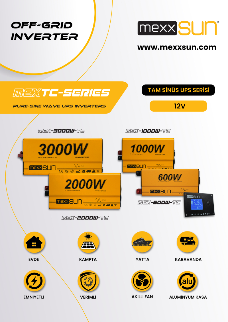 Tam Sinüs UPS (Remote Ekran) 12V 3000W - detay görseli
