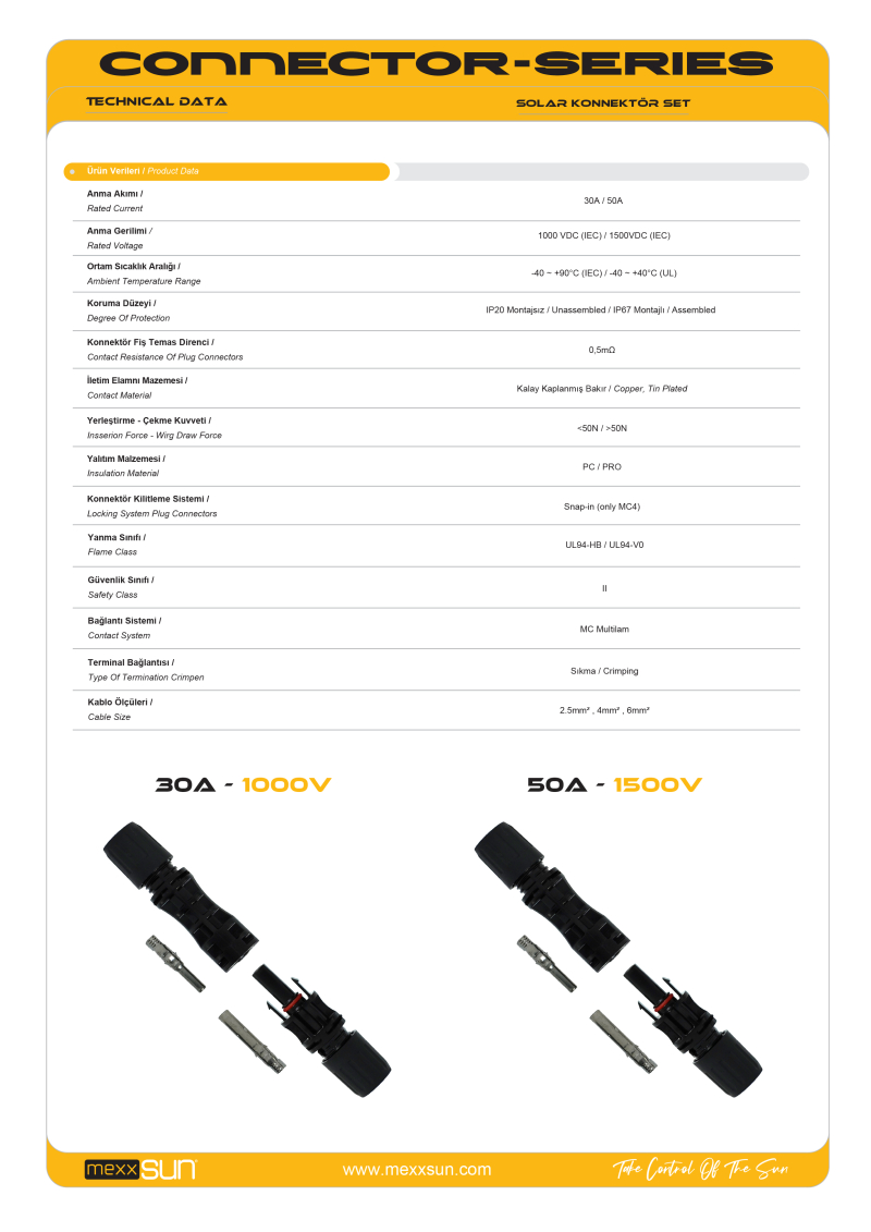 Solar Konnektör Set (30A - 1000V) (50 adet) - detay görseli