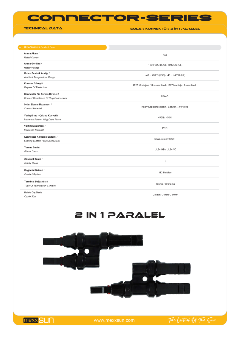 Solar Konnektör 2 in 1 Paralel (10 adet) - detay görseli